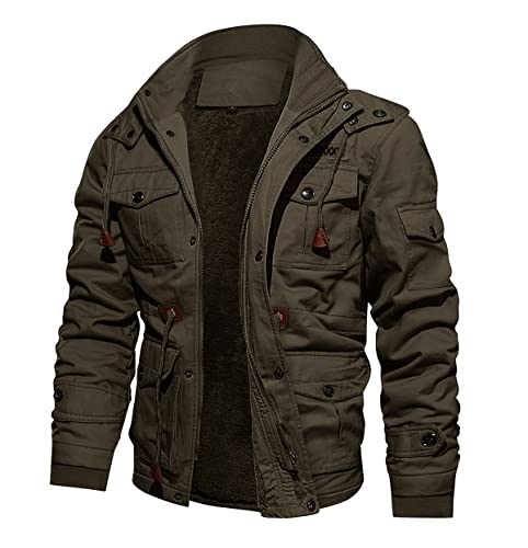 Crysully Men's Classic Fit Casual Winter Jacket Tactical Fall Cotton Ripstop Army Coat Coffee #TOP13