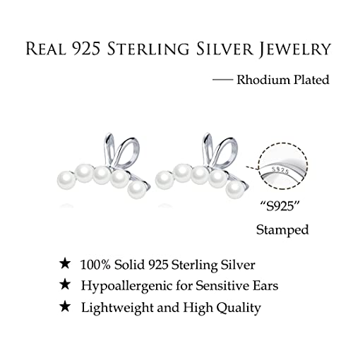 Reffeer 925 Sterling Silver Pearl Cuff Earrings For Women Girls No Piercing Pearl Wrap Earrings #TOP6