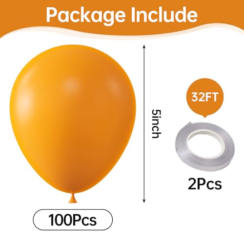 Image of KALOR Orange Balloons,100 Pcs 5 Inch Mini Matte Latex Balloons for Balloon Garland Arch, Birthday Decoration, Wedding Party, Baby Shower Decorations