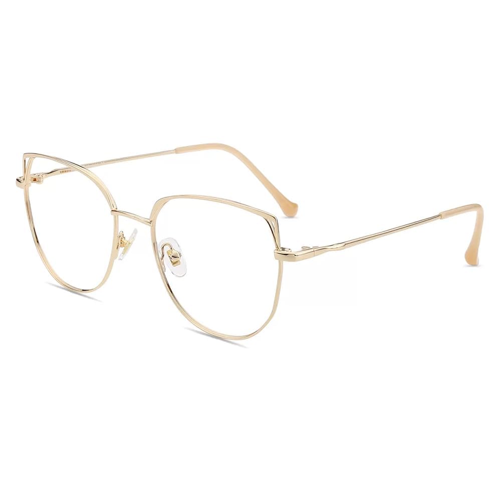 Firmoo Cat Eye Blue Light Blocking Glasses for Women/Men Computer Gaming Glasses Metal Anti Eyestrain UV400