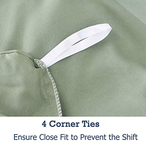 M&Meagle Duvet Cover Green,Solid Color Button Design,100% Microfiber Treated by Washed Cotton Process,Feels Like a Very Soft Cotton-Queen Size(3Pcs,1 Duvet Cover 2 Pillowcases) - Thumbnail 3
