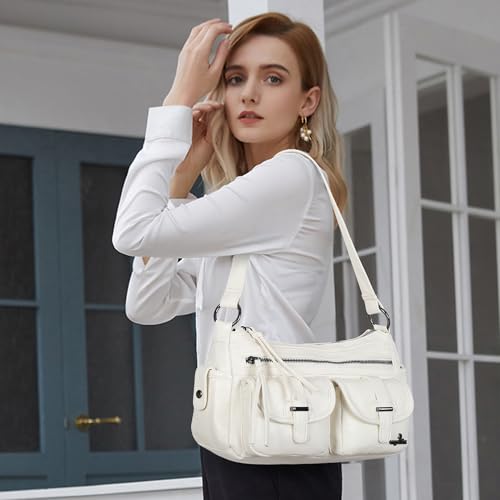 Image of Angel Kiss Hobo Purses for Women Crossbody Shoulder Bag Ladies Multi Pocket Handbags with Adjustable Shoulder Strap | Soft Vegan Leather