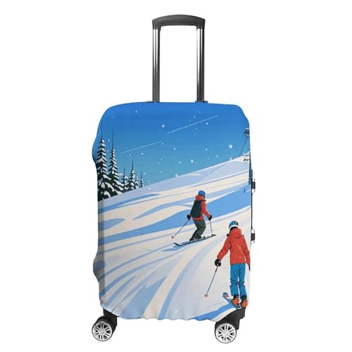 Winter Sports Ski Theme Luggage Cover Elastic Suitcase Protector Case Anti-Scratch Washable Baggage Covers Protector For Traveling, Aircraft Consignment L