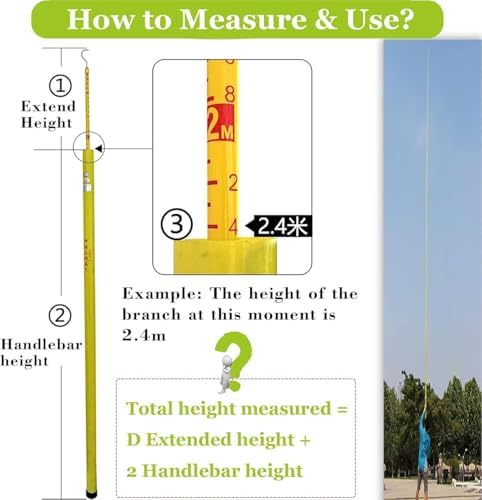 Teles Power Measuring Stick - 8m/26.2ft for Electrical & Telecom Tower Measurements - Lightweight, Yellow, Precision Tool for Professionals & Contractors