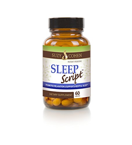 Suzy Cohen Sleep Script with Melatonin - Botanical Sleep and Relaxation Formula for Adults for Mood, Stress and Sleep, Contains 5-HTP, L-theanine, Passionflower, Lemon Balm and GABA 60 Capsules.