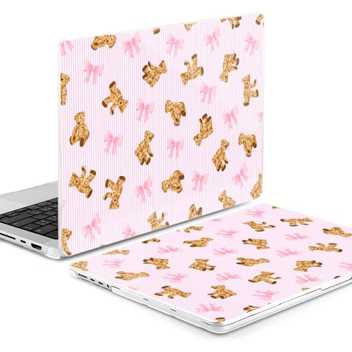 Image of MEEgoodo Case for M5 MacBook Pro 16 inch Case 2026 2024 2023 2021 with M5 M4 M3 M2 M1 Pro /Max Chip, Fit Model A3429 /A3428 /A3403 /A3186 /A2991 /A2780 /A2485, Bear&Cute Ribbon