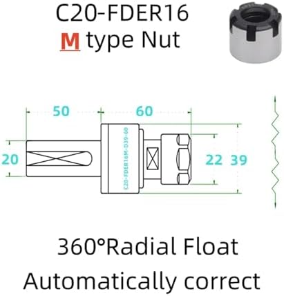 Adjustable Floating Reamer Shank - C20 ER16-M Precision Drill Holder for Enhanced Stability, Versatile Tooling, and Optimal Radial Performance in Metalworking