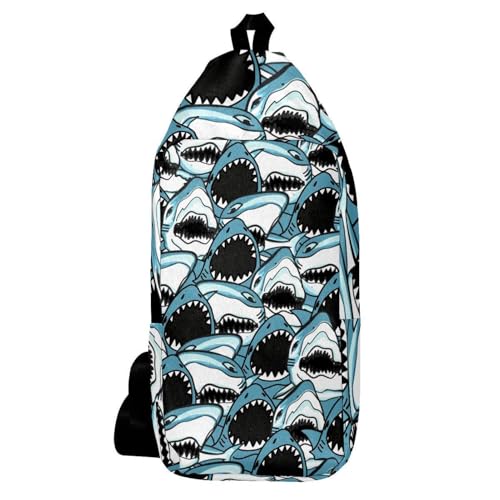 Sac à dos à bandoulière requin en toile multicolore de 16x36.5cm pour voyage