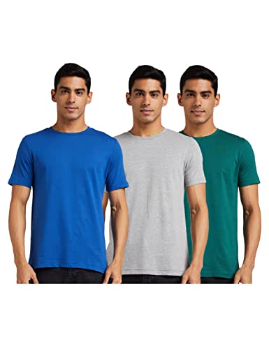 Amazon Brand - Symbol Men's Solid Regular Fit Half Sleeve Cotton T-Shirt ,Multicolor4,LARGE,Combo Pack of 3
