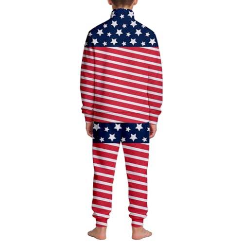 Image of Kids Two-Piece Classic Zippered Sports Jacket Set Sweatpants Jogging Teenager Sportswear Set