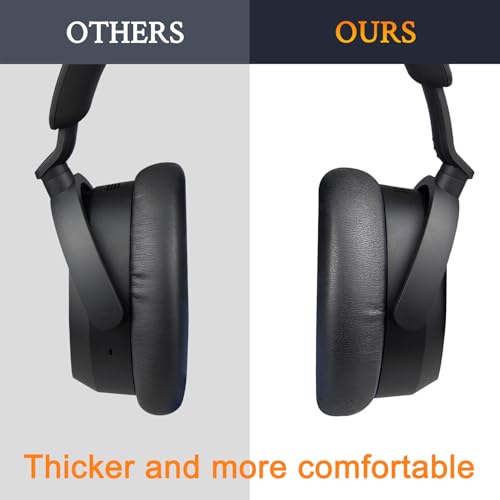 Image of SOULWIT Replacement Earpads for Sennheiser Accentum /Accentum Plus Wireless Headphones, Ear Pads Cushions with Soft Protein Leather, High Density Foam - Black