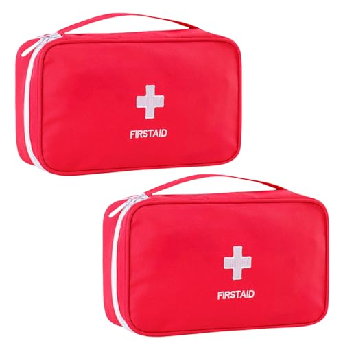 HAFRILY 2 bolsas de primeros auxilios vacías de viaje mini bolsa médica con compartimentos divisores, kit de primeros auxilios de viaje pequeño para vacaciones, senderismo, coche, hogar, bolsa de