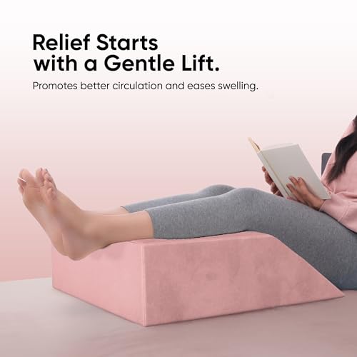 Image of Frido Leg Elevation Wedge Pillow for Edema, Varicose Veins, Fracture | High Resilience Foam Cushion for Leg, Knee & Thigh Support | Back Pain & Swelling Relief | Lightweight (Blush Pink)