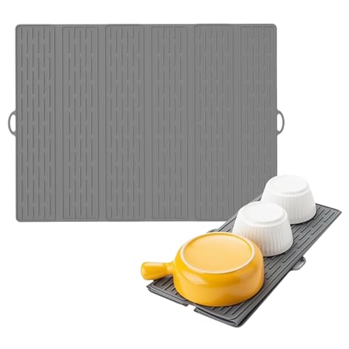 Alfombrilla para secar platos, esteras de secado de platos para el fregadero | Escurridor de silicona plegable antideslizante para lavar utensilios