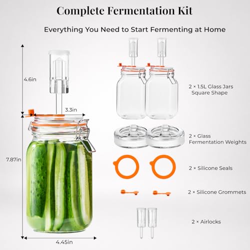 JILLMO 1.5L Wide Mouth Glass Jar
