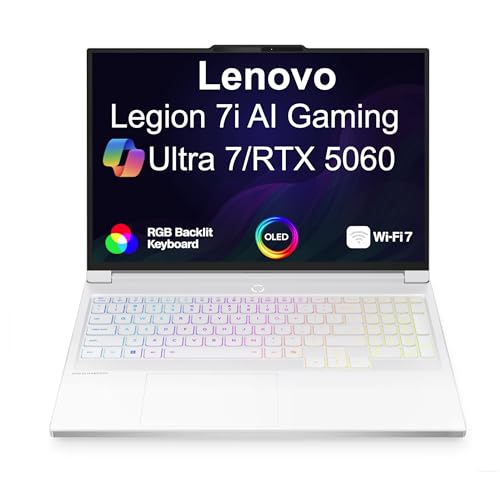 Image of Lenovo Legion 7i AI Gaming Laptop 16.0 inch 165Hz OLED WQXGA Display (Intel Core Ultra 7 255HX, GeForce RTX 5060 8GB, 32GB DDR5, 1TB SSD, RGB KB, Thunderbolt 4, WiFi 7, Win 11 Home) (Renewed)