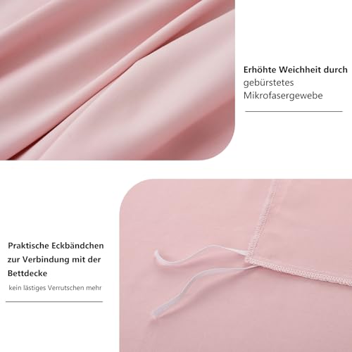 RUIKASI Bettwäsche 135x200 Rosa 4teilig - Hellrosa Mikrofaser Bettwäsche-Sets Oeko-TEX… – Ansicht 6
