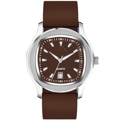 Image of styledose Minimalist dial Softest Adjustable Silicon Belt Quartz Analog Date Display Wrist Watch for Men