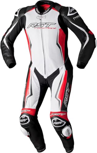 RST V4.1 Evo Kangaroo Airbag One Piece Tuta in pelle del motociclo, bianco/nero/rosso, XL