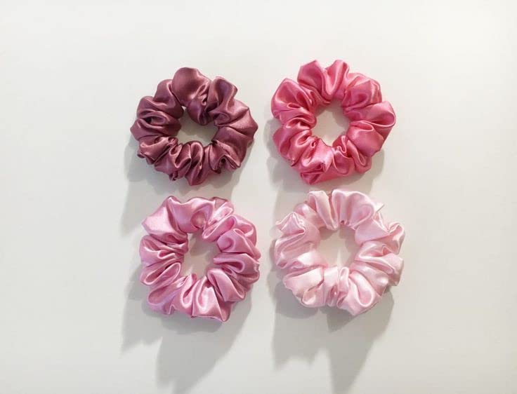 Image of Atrube Satin Scrunchies Pack Of 4 | Hair Band, Ponytail Holders And Hair Ties Accessories For Girls | Gift For Women And Kids, Multicolor