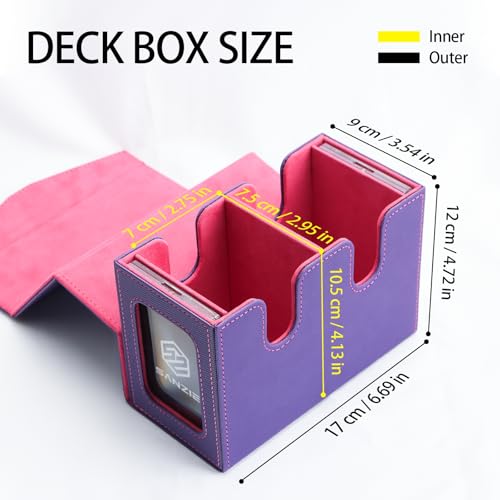 Image of SANZIE Card Deck Box for MTG Commander Deck Box with 2 Toploaders 35PT fits 240+ Single Sleeved Trading Cards PTCG TCG Deck Box for Trading Cards (Purple)