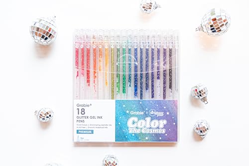 Bolígrafos gel multicolor glitter set 18 unidades miniatura 6