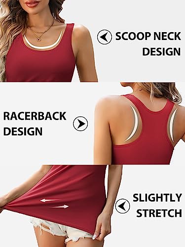 Image of V FOR CITY Womens Unpadded Shelf Bra Tank Tops Racerback Workout Camis Yoga Shirt Cotton Undershirt 2 Pack