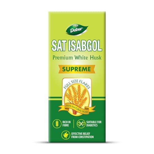 Image of Dabur Sat Isabgol (Psyllium Husk) - 90g | Rich in Fiber | Provides Effective Relief from Constipation & Bloating | Promotes Bowel Health | Non-Habit Forming | 100% Ayurvedic