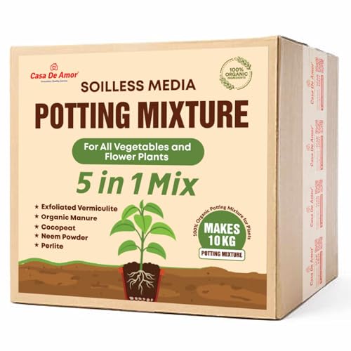 Image of Casa De Amor 5-in-1 Potting Mixture- Makes 10Kg Soil Less Mixture with Cocopeat, Vermiculite, Perlite, Neem Powder & Organic Manure for Healthy Plant Growth (Pack of 01)