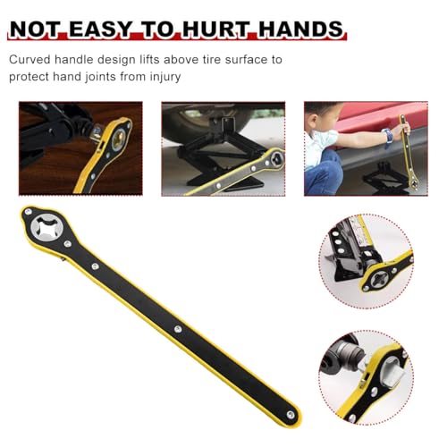Image of Jack Ratchet Wrench, Car Steel Jack Long Handle Wrench Tool, 360 Rotating Labor-Saving Scissor Jack Wrench with Forward and Reverse Knobs, Universal Car Accessories (Without Accessories)