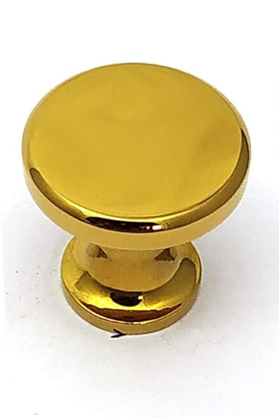 BEZELO 100% Full Brass Plain Solid KNOB | Door/Drawer Handle Knob | Drawer Knob | Material: 100% Heavy Brass| Finish : Golden | Size: 25MM.(Pack of 6)