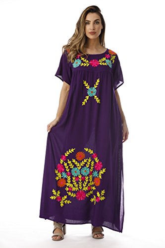 Riviera Sun Long Embroidered Dresses for Women 21861-PUR-3X Purple
