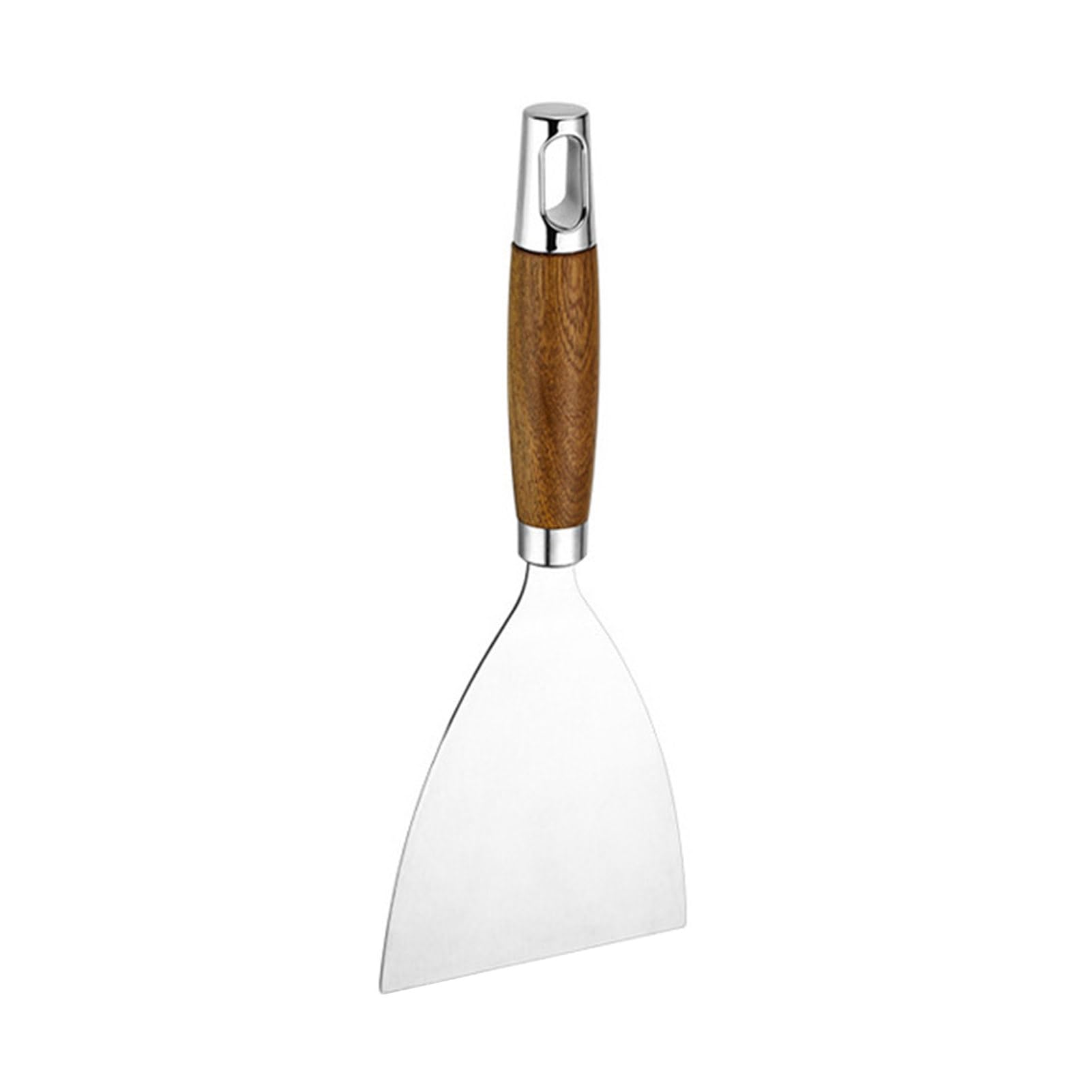 Flat Shovel Stainless Steel Slotted Spatula with Wooden Handle Heavy-Duty Turner for Steak Pancakes BBQ Heat-Resistant Essential