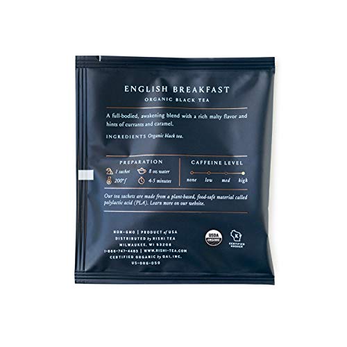 Rishi Tea English Breakfast Herbal Tea | Immune & Heart Support, Usda Certified Organic, Fair Trade Black Tea, Caramel Sweetness, Robust & Malty, Antioxidants | 50 Sachet Tea Bags #TOP1