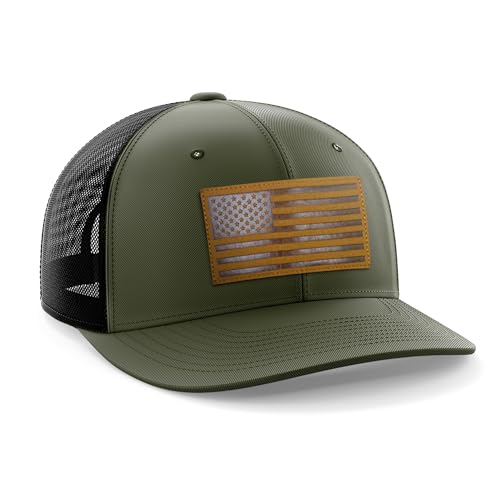 Image of Tactical Pro Supply Leather Flag Patch Snapbacks Hat for Men and Women