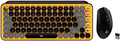 Image of Logitech Pop Keys Mechanical Wireless Keyboard with Customisable Emoji Keys, Durable Compact Design & G304 Lightspeed Wireless Gaming Mouse, Hero Sensor