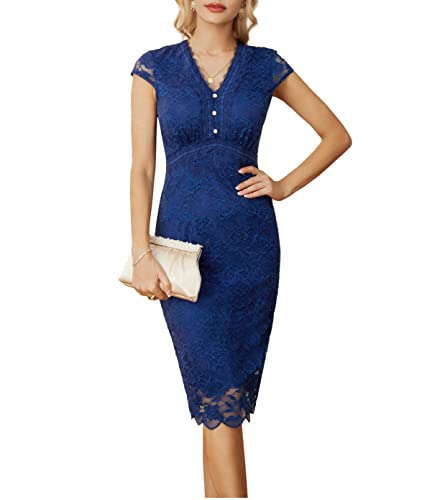 GRACE KARIN Damen Midi Bodycon Spitzen Kleider Retro Rockabilly Kleid...