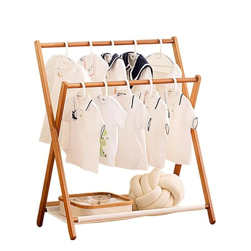 DEYUCUL 80kg Heavy Duty Bamboo Clothes Airer - Foldable Drying Rack with Storage Shelf, 80cm Wide Space Saving for Small Spaces & UK Balconies (Rust-Proof Bamboo)