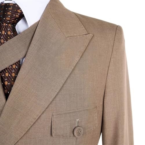 Men's Suits 2 Piece Set Brown Double Breasted Blazer & Pants Formal Wedding Party Business Attire3