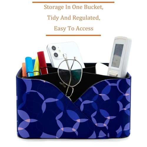Porte-stylos rectangulaire bleu à motif géométrique circulaire