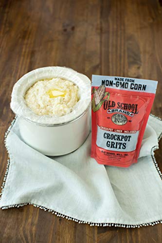 Old School Brand Stone-Ground Non-Gmo Crockpot Grits - Includes 16 Ounces Of Stone Ground, Non-Gmo, White Grits And Crockpot Liner For Easy Cooking And Cleanup! #TOP2