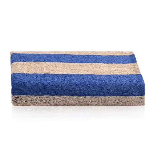 Image of Kuber Industries Bath Towel | Towel for Bath-Gym-Travel | Highly Absorbent Bathing Towel | Bath Towel for Men | 144 GSM Cotton Bathroom Towel | Blue Patti | 30x60 Inch | Cream