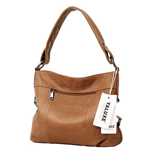 Image of YALUXE Women's Real Leather Shoulder Bags Hobo Handbag Purse Crossbody Bag