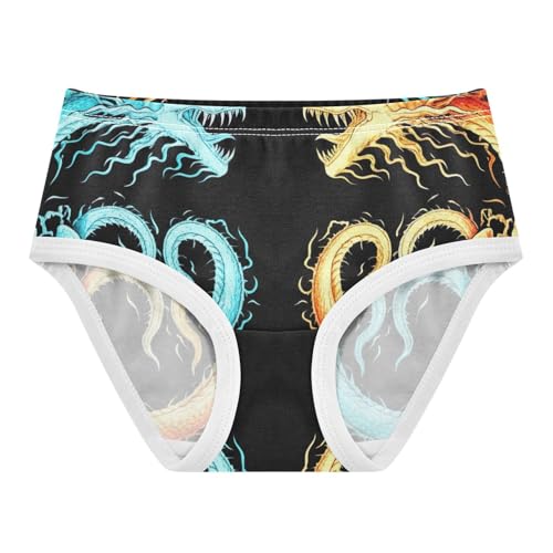 Teal Orange Dragons Black Panties Little Girl Toddler Girls Underwear Cotton Stylish Underpants Briefs 2t