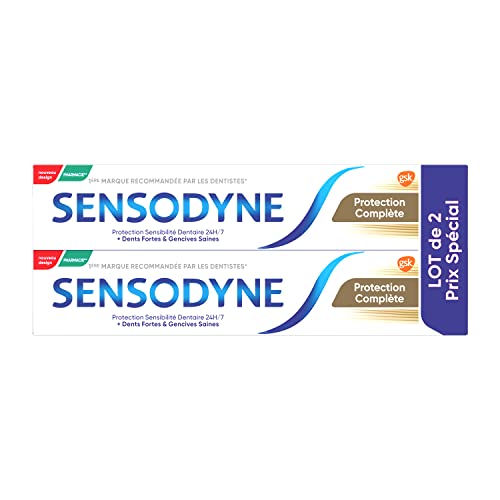Sensodyne Dentifrice Protection Complète, Action Sensibilité 24H, pour Protéger les Dents Sensibles - 2 x 75ml 