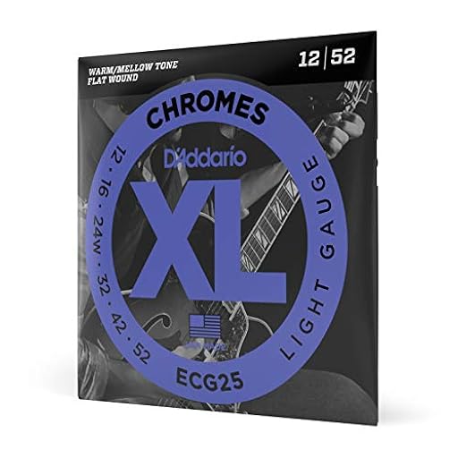 Cuerdas D´Addario para guitarra eléctrica, XL Chromes Flat Wound, ECG25, calibre ligero 12-52, juego de 6 cuerdas, paquete de 1 | Ya disponible en tu tienda friki favorita! En mundofriki.es!