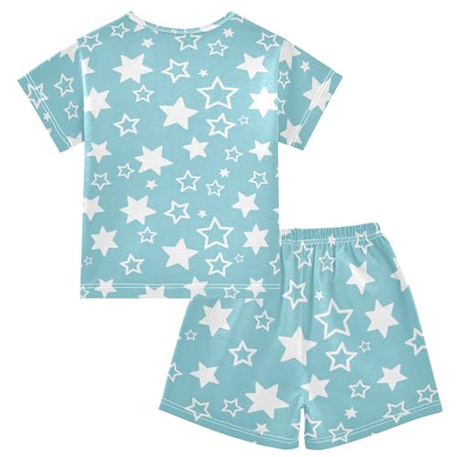 Pajama Short Sets Starry Sky with White Stars Soft Cotton Summer Sleepwear 2 Piece PJS Size 5-14T2