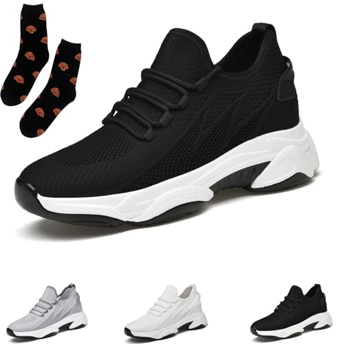 Tallure Sneakers Women Men, Hidden Elevator Sneakers Breathable Mesh Lightweight Athletic Casual Shoes