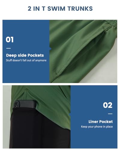 Image of maamgic Mens 5 Inch Stretch Swimming Shorts Compression Liner Swim Trunks Swimwear Bathing Suits Beach Wear Swim Suits