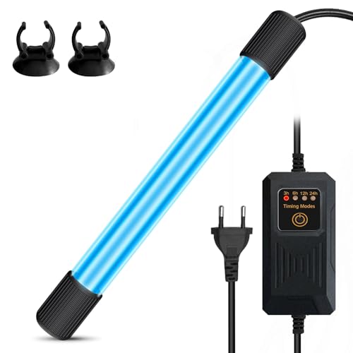 BORDEAG UV Aquarium Stérilisateur Lampe avec Minuterie, 13 W UV Submersible Lumière avec...
